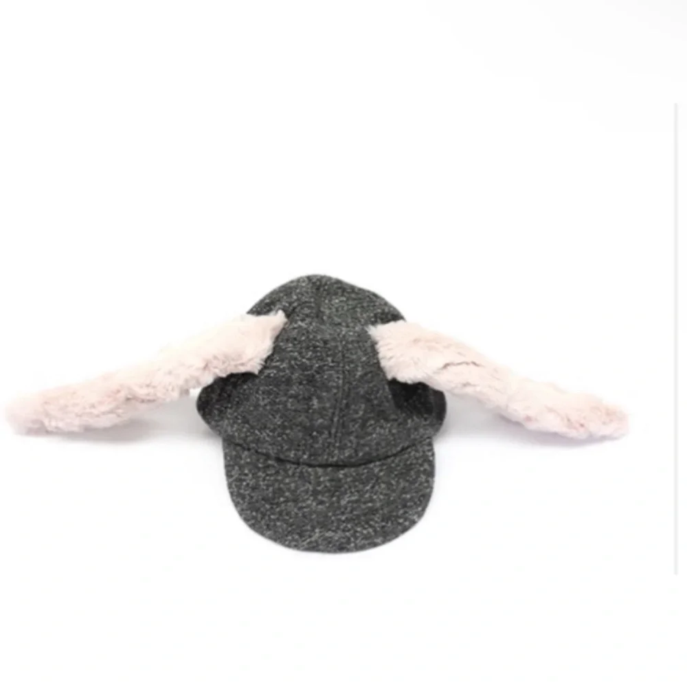 Gray Kids Hat with Pink Bunny Ears by boutique brand Oh Baby!